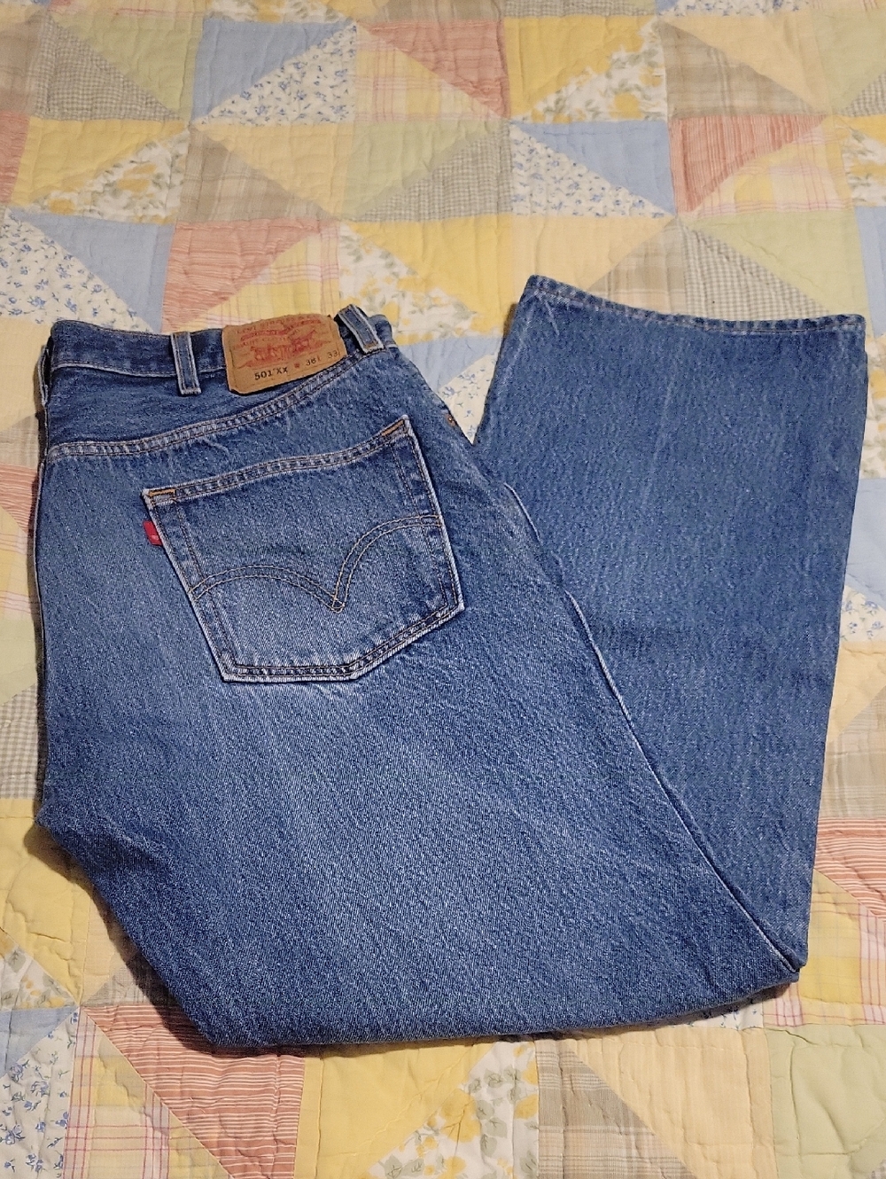 Levi's Blue Denim Jeans with Tan Leather Patch